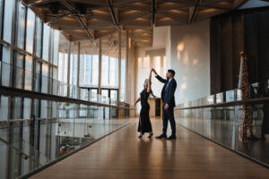 Engagement dance pose inside National Gallery of Canada Ottawa